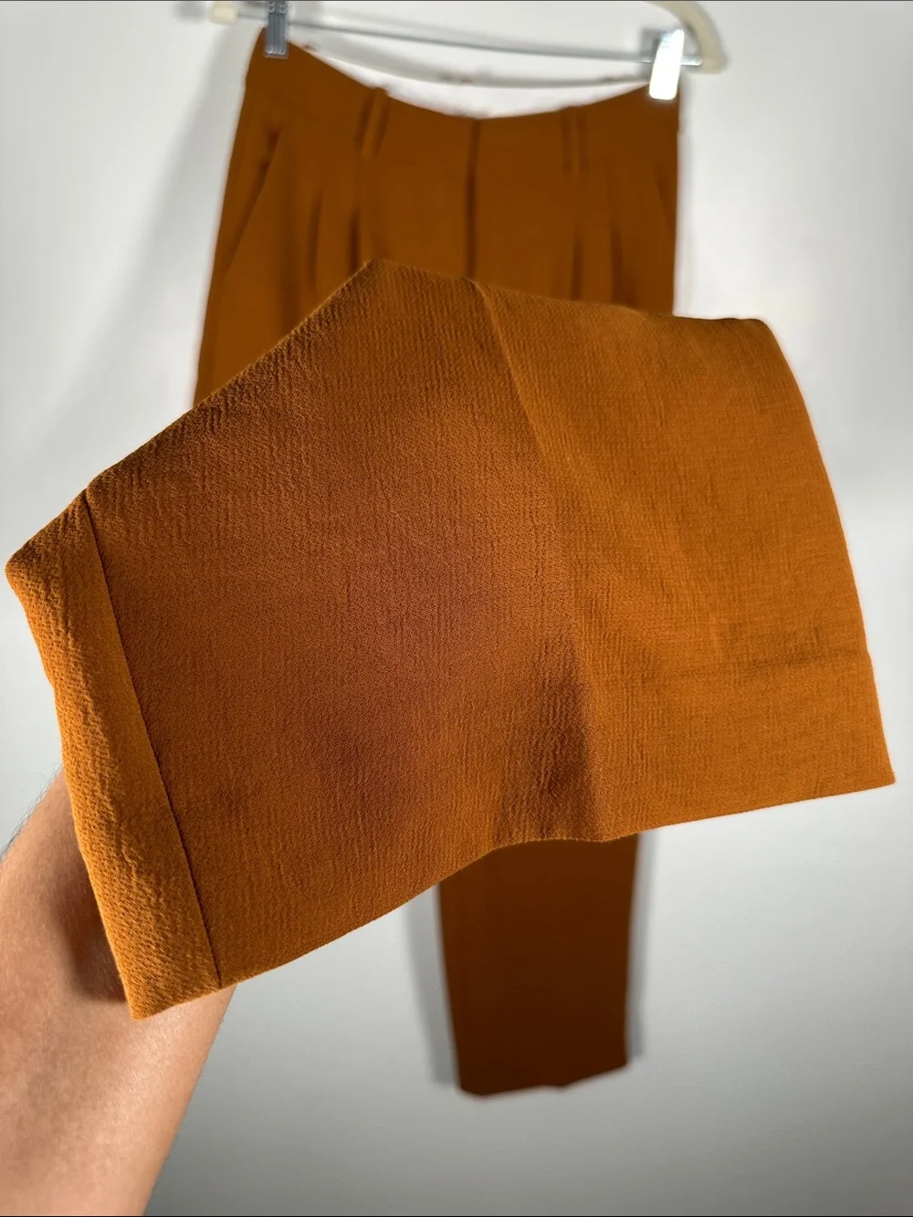 Wilfred Aritzia Rust Wide Leg Pleated Pants Size 4 Chic Tailored Fit High Waist! - Picture 4 of 11